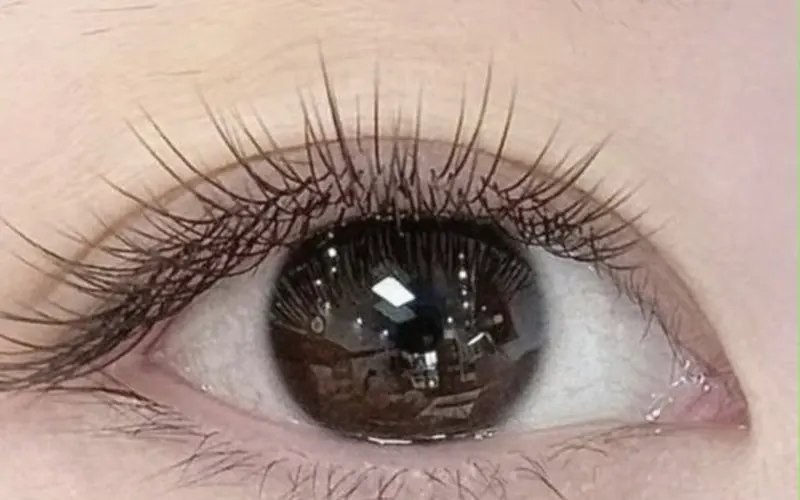 Close-up of an eye with wispy lash extensions